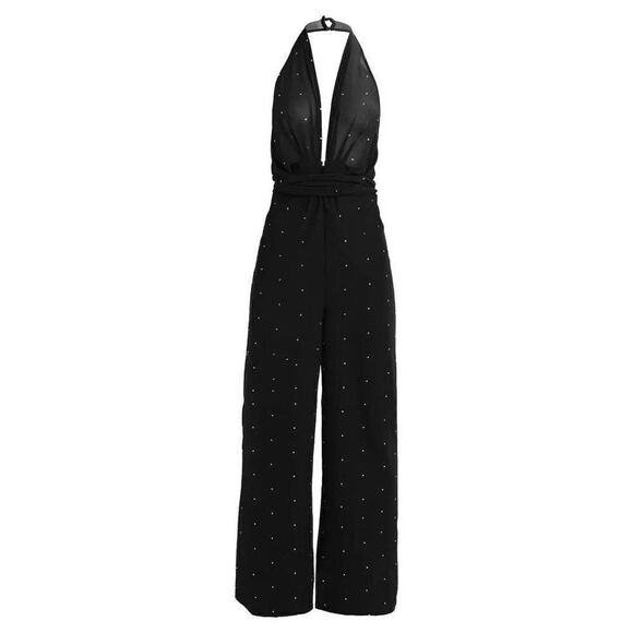 NWT Topshop Crystal Embellished Halter Jumpsuit - Size: 4 - Picture 2 of 16